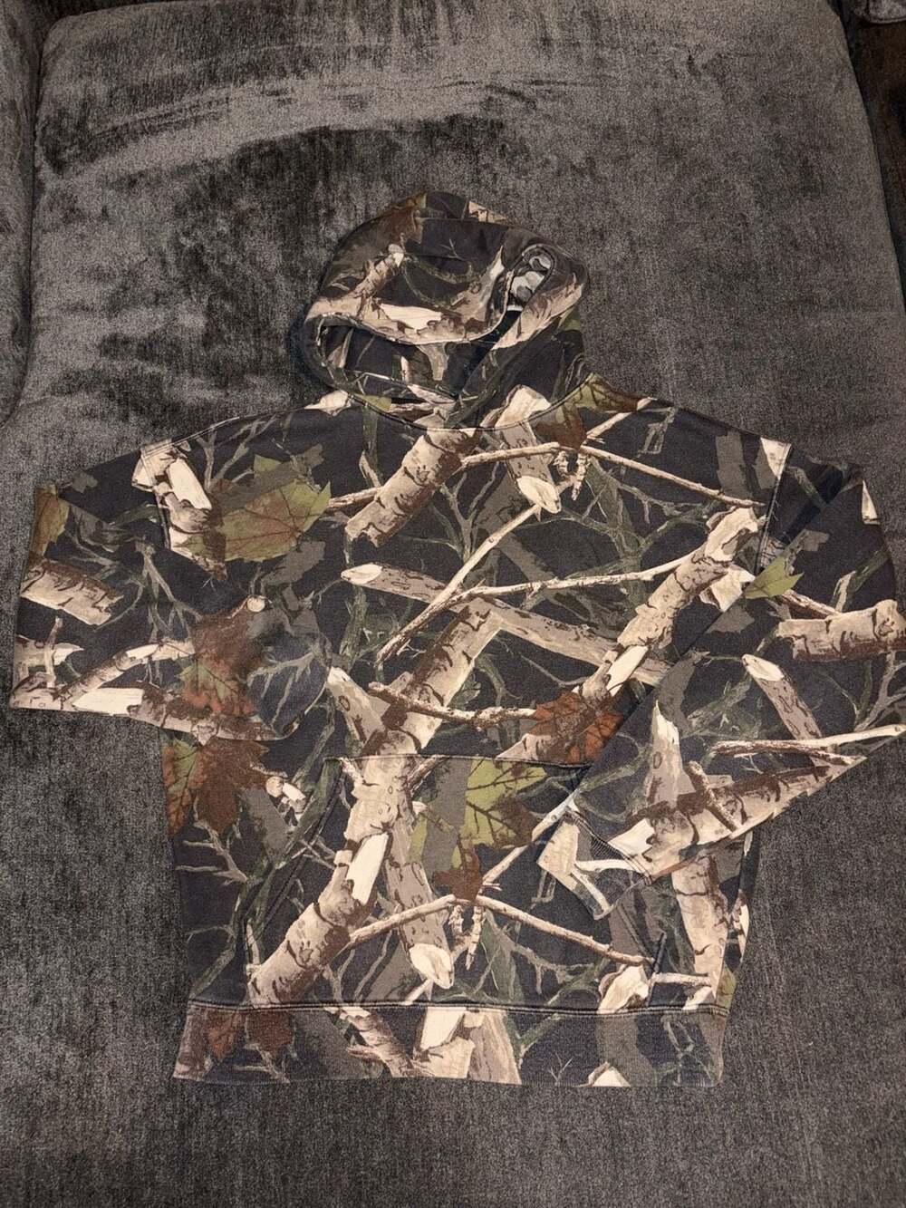 No Boundaries Camo Hoodie Size S Oversized Fit Tree Leaf Print